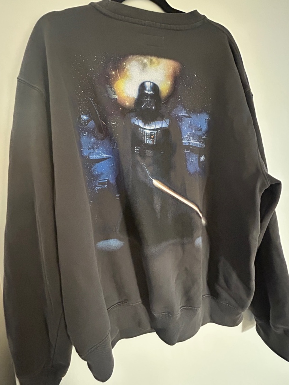 Men's Black Graphic Sweatshirt with Darth Vader Print